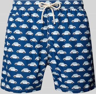 MC2 Saint Barth Relaxed Fit Badeshorts mit Paspeltasche in Marine, Größe XL