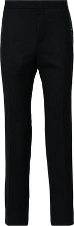 HUGO BOSS satin-trim tailored trousers - men - Polyester/Virgin Wool/Elastane/Cotton/Viscose - 46 - Blue