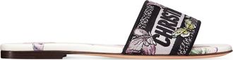Dior DWAY SANDAL IN EMBROIDERED COTTON WITH WHITE AND PURPLE BUTTERFLY MOTIF - Christian Dior - Woman