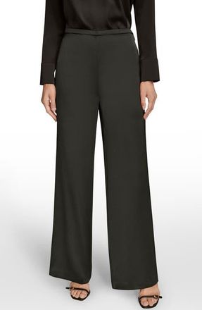 DKNY Wide Leg Satin Pants in Black at Nordstrom, Size X-Small