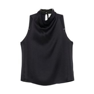 Forte_Forte Satin Turtle-Neck TOP - Tops - Mujer - Azul - S
