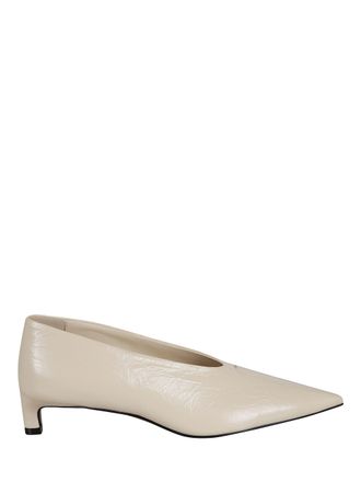 Jil Sander White Crinkled Patent Leather Pumps