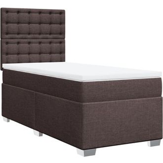 vidaXL Cama Box Spring Con Colch&oacute;n Tela Marr&oacute;n Oscuro 100x200 Cm Vidaxl