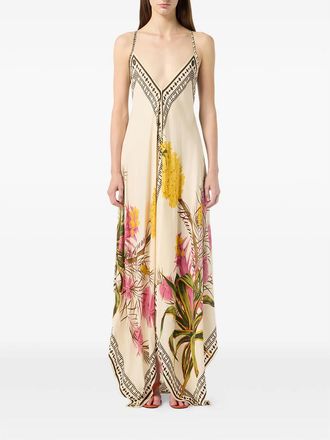 Blumarine Floral Print V-neck Dress