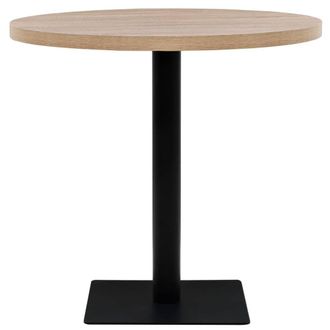 Berkfield Home Elegant Bistro Table MDF & Steel Round 80x75 cm Oak Colour in Beige