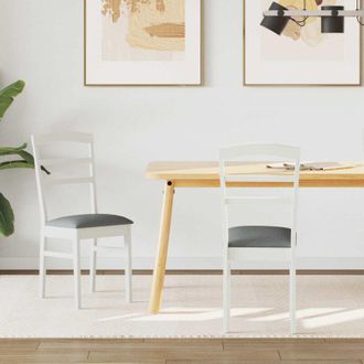 vidaXL vidaXL Sedia da pranzo 2 pcs Bianco e Grigio Legno di gomma solido