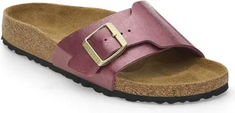 Birkenstock Womens Catalina Birko-Flor Slide Sandals In Berry Crush