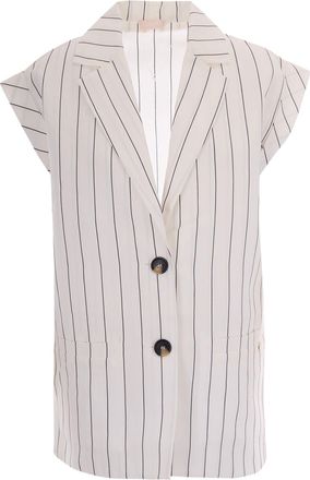Liu Jo Sleeveless Pinstripe Vest with Classic Notch Lapel