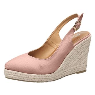 Generic Clearance Womens Close Toe Espadrilles Pump Womens Platform Espadrilles Wedge Sandals Slip On Closed Pointed Toe Summer Shoes NEW UK 6.5 3_Rose Gold