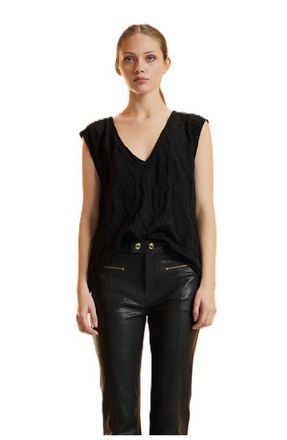Cynthia Rowley Crinkle Knit Sleeveless Top in Black at Nordstrom, Size X-Small