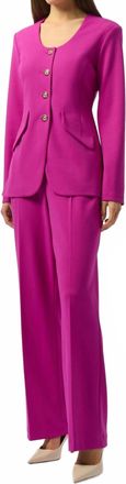 Joseph Ribkoff Scuba Crepe Wide Leg Pull-On Pants In Fuchsia