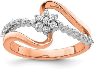 Diamond2Deal 14k Two-tone Lab Grown Diamond Wedding Band Ring 0.33Ct Clarity- VS Color- G-H
