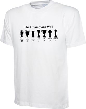 Generic Liverpool Champions Wall Printed On T-Shirt, Football Lover Trophy Icons 20 Times League Winner Gift Tee Top (UK, Alpha, S, XXL, Regular, Regular, XXL