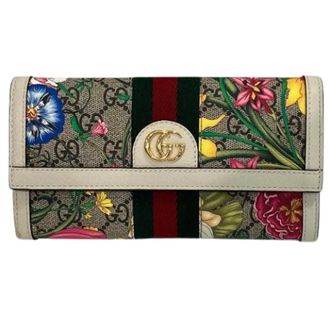 Gucci Pre-owned Wallets, female, Multicolor, Size: ONE SIZE Pre-owned Ophidia GG Flora PVC Canvas Long Wallet