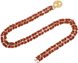Chanel Pre-owned Vintage Riem - Dames - Vintage Accessoires - Rood - ONE Size - Leer - Vintage