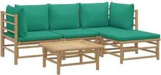 vidaXL Vidaxl - Set De Muebles De Jard&iacute;n 5 Piezas Bamb&uacute; Con Cojines Verde