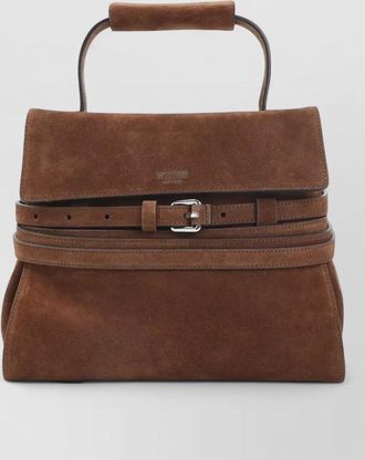 Moschino suede leather top-handle shoulder bag