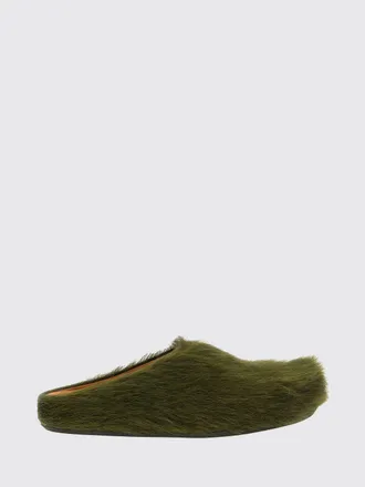 Marni Calf Hair Sabot Mules with a Round Toe and Rubber Sole
