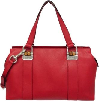 Gucci Pre-owned Bamboo Handtas - Dames - Vintage Handtas - Rood - ONE Size - Leer - Vintage