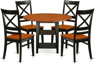 East West Furniture Dining Room Set Black & Cherry, SUQU5-BCH-W