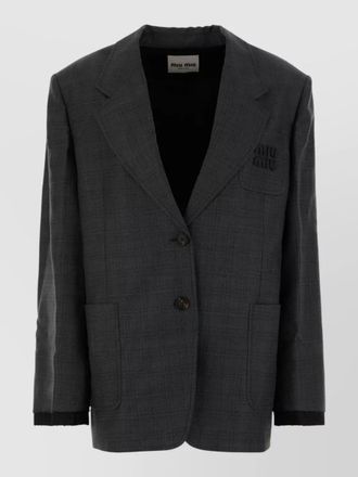 Miu Miu tailored jacket button cuffs front pockets lapel