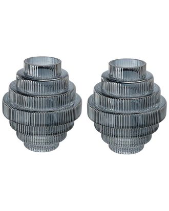 A&B Home Ribbed Geometric Glass Vase, Set Of 2