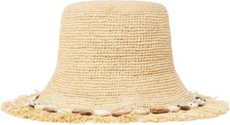 Alanui Seashell-embellished Raffia Sun Hat - Dames - Hoeden - Beige - M - Accessoires