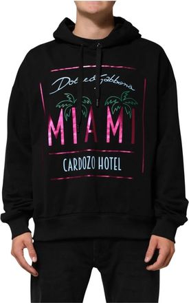 Dolce & Gabbana Hooded sweatshirt met print - Heren - Hoodies - Zwart - XL - Katoen - Hoodies & sweatvesten