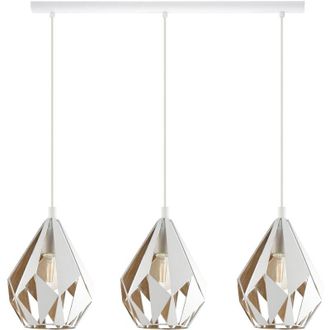 Eglo Eglo - Lampadario a Sospensione Vintage Carlton 1 Acciaio Bianco Oro 3 Luci E27