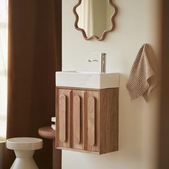 Tikamoon Mueble de ba&ntilde;o de acacia maciza y cer&aacute;mica 40 cm