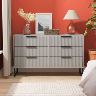 Lewis's Fluted 6 Drawer Midi Chest in Dusk Grey - Ready Assembled - Lewiss Home | TJ Hughes