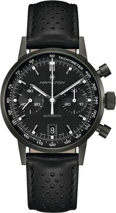 Hamilton American Classic Intramatic Leather Strap Watch, 40mm in Black at Nordstrom