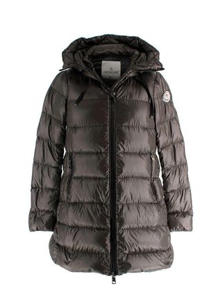 Moncler Brown Doudoune Legere Long Line Hooded Coat Size XS