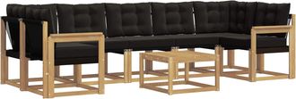 vidaXL Conjunto De Sof&aacute;s De Exterior 8 Uds. Blanco Y Negro Vidaxl