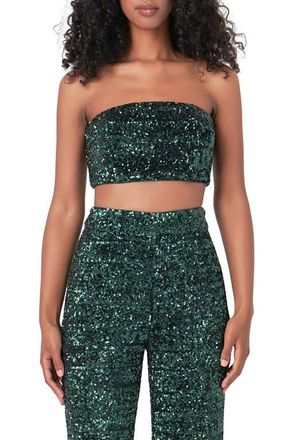 endless rose Sequin Bandeau Top in Emerald at Nordstrom, Size Medium