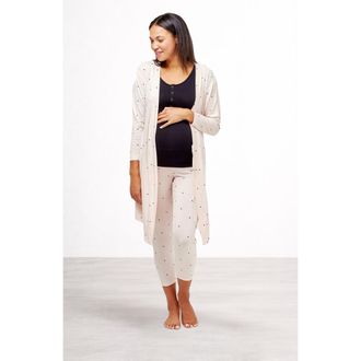 Nom Maternity Second Skin Maternity & Nursing Wrap Robe in Polka Dot at Nordstrom, Size X-Large