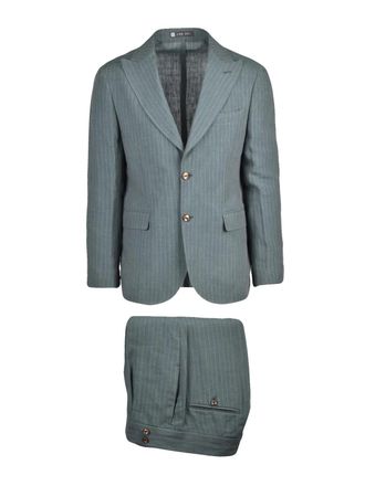 Lab 001 Sage Green Linen High-Waist Formal Suit