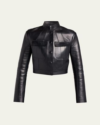 Tom Ford Nappa Leather Single-Breasted Crop Jacket