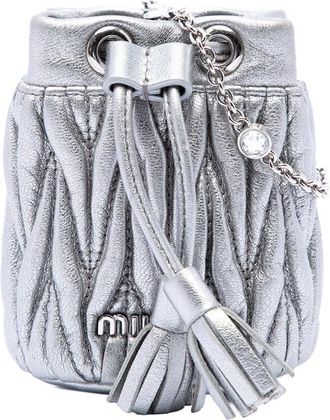 Miu Miu Pre-owned Miu Miu Mini Metallic Matelasse Nappa Crystal Chain Bucket Bag Ladies 0DA5DYXH9Y7VF2L6
