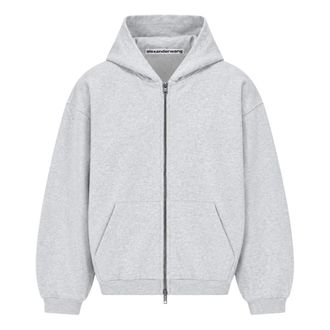 Alexander Wang Sudadera con cremallera y adornos de cristal de corte oversize - Sweatshirts & Hoodies - Mujer - Gris - 2XS