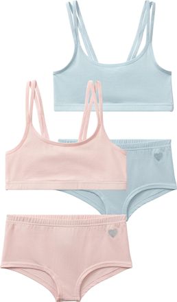 Buffalo Set: Bustier BUFFALO, Damen, Gr. 134/140, N-Gr, blau (rosa, hellblau), Obermaterial: 92% Baumwolle, 8% Elasthan, unifarben, k&ouml;rpernah, BH-Sets Set: Bu