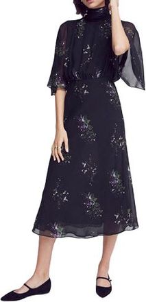 goop Mari High Neck Flutter Sleeve Mid Length Dress Size XL