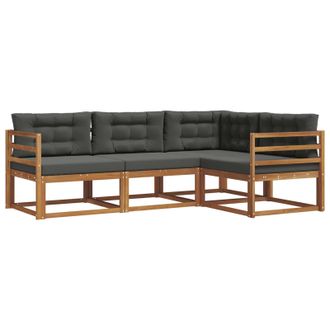 vidaXL Conjunto De Sof&aacute;s De Exterior 4 Pcs Natural Y Antracita Vidaxl