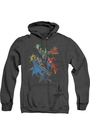 Gildan Justice League of America Action Stars Adult Heather Hoodie / Hooded Sweatshirt