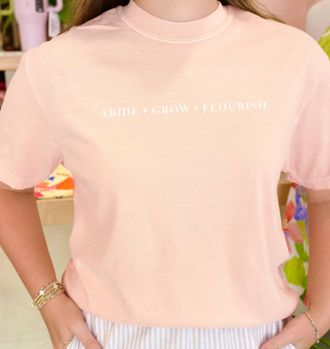 Comfort Colors Abide And Flourish Floral Cart Tee In Peach