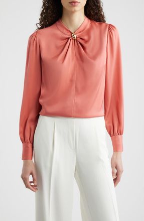 Elie Tahari The Valentine Stretch Silk Top in Dragon Fruit at Nordstrom, Size X-Small