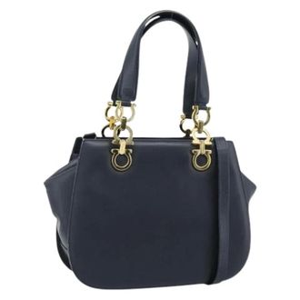Ferragamo Pre-owned Hand Bag - Dames - Pre-owned - Blauw - Maat: ONE Size Leer