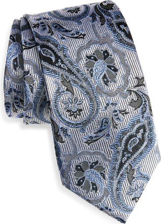Nordstrom Floral Paisley Silk Tie in Silver at Nordstrom