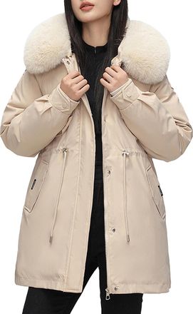 Generic Ladies Long Puffer Coat With Hood Knee Length Coat Women S Solid Long Down Winter Soft Thickened Warm Removable One Dress Three Ways To Wear Women S P