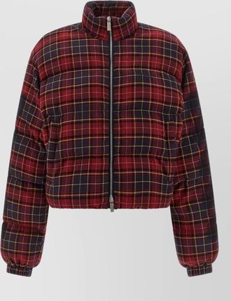 Off-white arrow spray plaid quilted down jacket